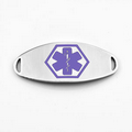 Purple Medical Symbol 1 1/2 Inch Stainless Steel Oval ID Tag